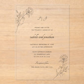 Modern Floral Chic Monogram Acryl Uitnodigingen (Voorkant)