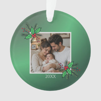 Modern Floral Christmas Photo Frame
