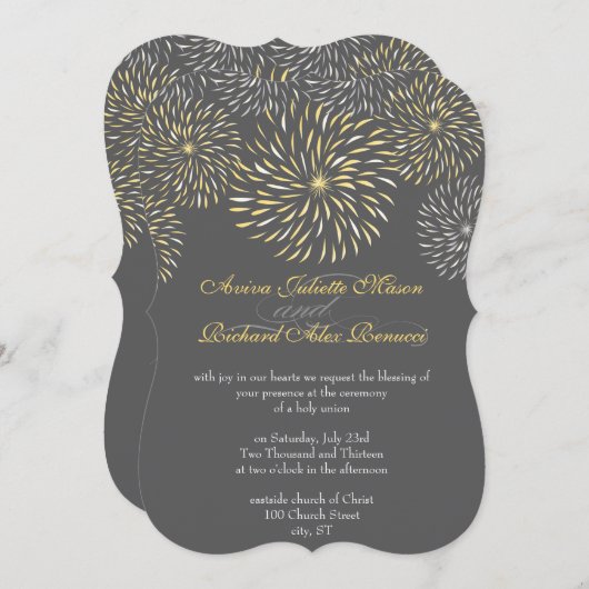 Modern Floral Chrysanthemum Grey and Yellow Kaart (Voorkant / Achterkant)