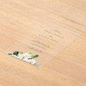 Modern Floral Clear Minimalist Wedding Acryl Uitnodigingen (Laagn)