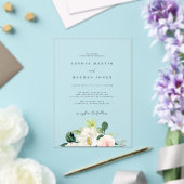 Modern Floral Clear Minimalist Wedding Acryl Uitnodigingen (Insitu (Huwelijk))