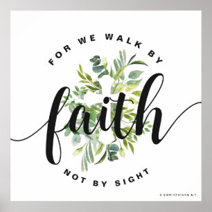 Modern Floral Cross Christelijke Bijbelse Verse Poster