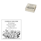 Modern Floral Custom Name Retouradres Rubberstempel (Gestempeld)