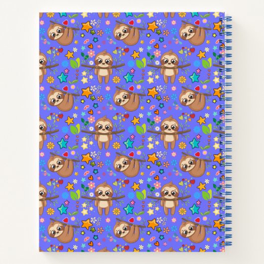 Modern Floral Cute Sloth Pattern | Notitieboek (Achterkant)