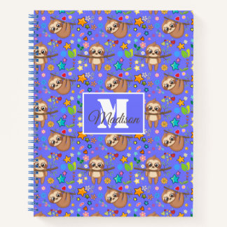 Modern Floral Cute Sloth Pattern | Notitieboek