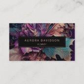 Modern Floral Dark Colorful Leaf Visitekaartje (Voorkant)