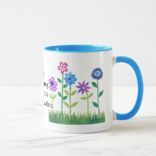 Modern Floral design in roze, Paars en blauw Mok