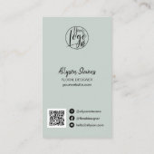 Modern floral designer monstera green logo qr code visitekaartje (Achterkant)