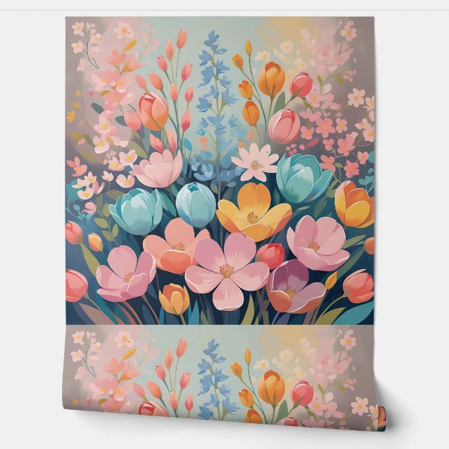 Modern Floral Dream Garden Peel en Stick Behang (Afrollen)