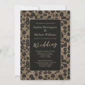 Modern Floral Elegant Black Wedding Invite QR Code Kaart (Voorkant)