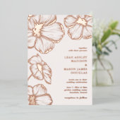 Modern Floral Elegant Wedding Folie Uitnodiging (Staand Voorkant)