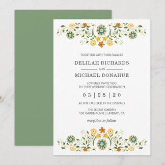 Modern Floral Elegant Wedding Kaart