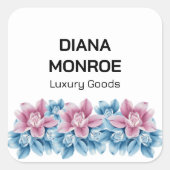 Modern Floral elegant wit Vierkante Sticker (Voorkant)