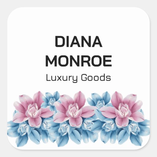 Modern Floral elegant wit Vierkante Sticker (Voorkant)