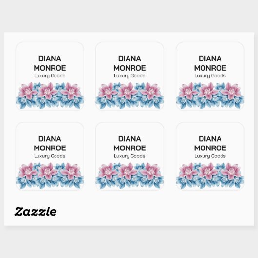 Modern Floral elegant wit Vierkante Sticker (Vel)