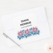 Modern Floral elegant wit Vierkante Sticker (Envelop)