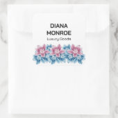 Modern Floral elegant wit Vierkante Sticker (Tas)