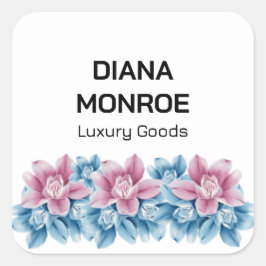 Modern Floral elegant wit Vierkante Sticker