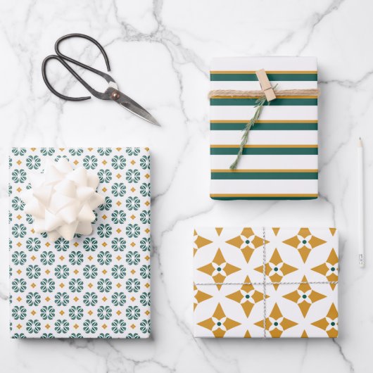 Modern Floral Forest Groene Set van Wrapping Paper (Voorkant)