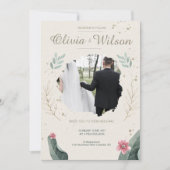 Modern Floral Foto Rustic Wedding Kaart (Voorkant)