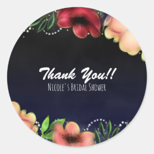 Modern Floral Glow Chic Evening Party Favor Ronde Sticker