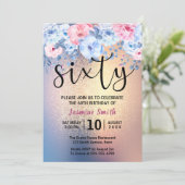 Modern Floral Gold Glitter 60th Birthday Kaart (Staand voorkant)