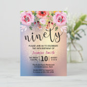 Modern Floral Gold Glitter 90e verjaardag Kaart (Staand voorkant)