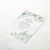 Modern Floral Greenery Geometric Wedding Gold Folie Uitnodiging (Gedraaid)