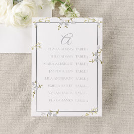 Modern Floral Grey Wedding Seating Chart Kaart