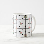 Modern Floral Grid Roos Design Koffiemok (Voorkant rechts)