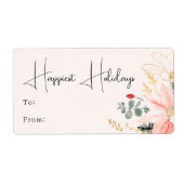 Modern Floral Happiest Feestdagen Rectangular Gift Etiket (Voorkant)
