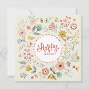 Modern Floral Happy Birthday-kaart Kaart
