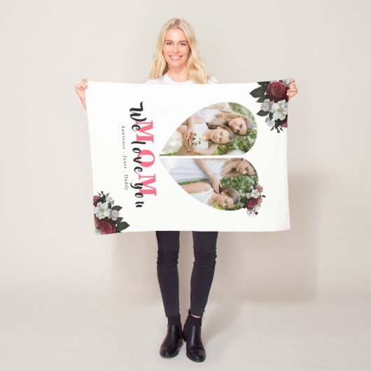 Modern Floral Heart Shaped Gift for Moederdag Fleece Deken (In situ)