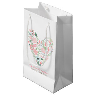 Modern Floral Heart Wedding Klein Cadeauzakje