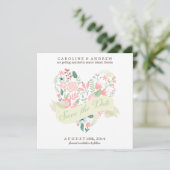Modern Floral Heart Wedding Save the Date (Staand voorkant)