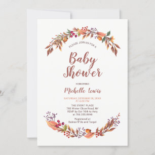 Modern Floral Herfst Boy Baby shower Kaart