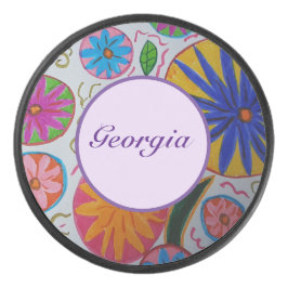 Modern Floral Hockey Puck