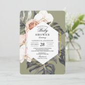 Modern Floral Khaki Tropische bladeren & orchidee Kaart (Staand voorkant)