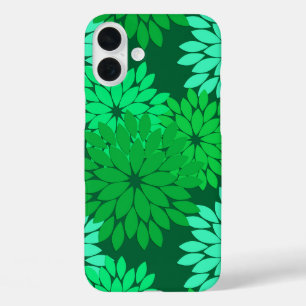 Modern Floral Kimono Print, Emerald and Jade Green iPhone 16 Plus Hoesje