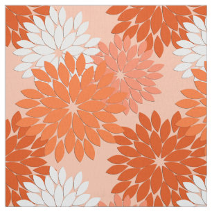 Modern Floral Kimono Print, koraal Sinaasappel op Stof