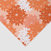 Modern Floral Kimono Print, koraal Sinaasappel op  Tissuepapier (Detail)