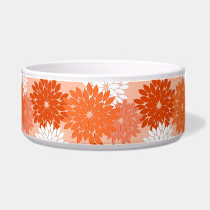 Modern Floral Kimono Print, koraal Sinaasappel op Voerbakje