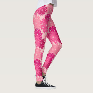 Modern Floral Kimono Print, koraalroze Leggings