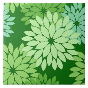 Modern Floral Kimono Print, Lime Green Tegeltje