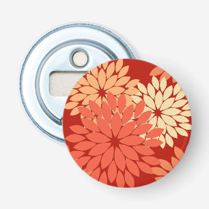 Modern Floral Kimono Print, Mandarijns Oranje Button Flesopener