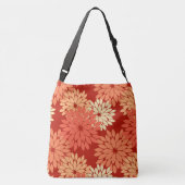 Modern Floral Kimono Print, Mandarijns Oranje Crossbody Tas (Achterkant)