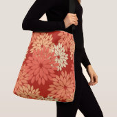 Modern Floral Kimono Print, Mandarijns Oranje Crossbody Tas (Dichtbij)