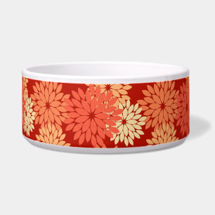 Modern Floral Kimono Print, Mandarijns Oranje Voerbakje