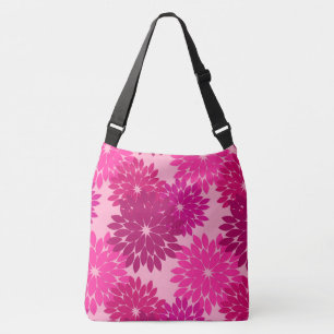 Modern Floral Kimono Print, Roze, Fuchsia and Wine Crossbody Tas