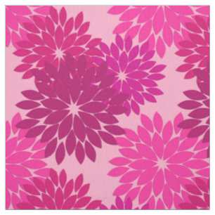 Modern Floral Kimono Print, Roze, Fuchsia and Wine Stof